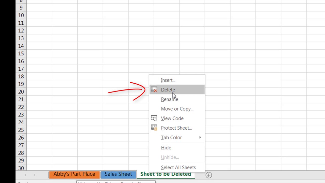 Ms Excel Deleting Excel Sheet Youtube