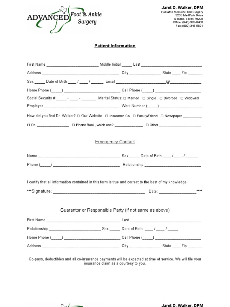 New Patient Paperwork Pdf Pdf Host