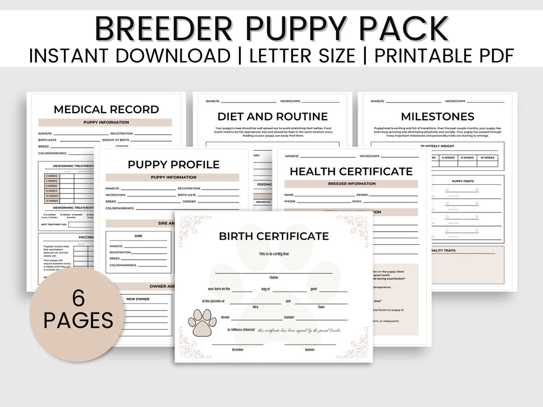 New Puppy Checklist Puppy Schedule Dog Chart Breeder Puppy Etsy