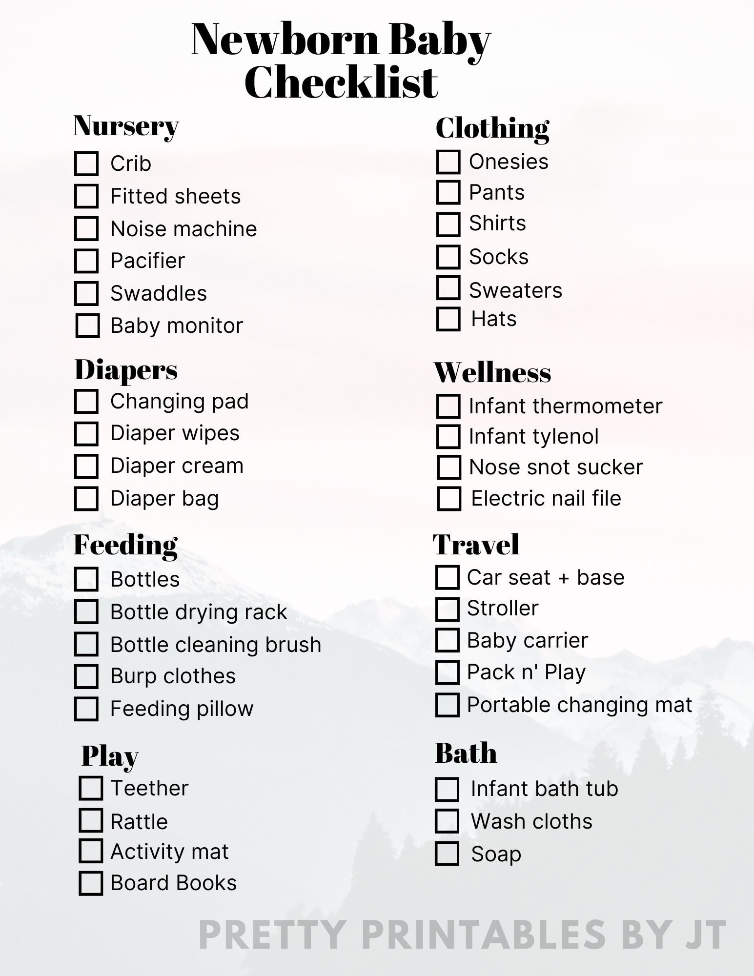 Newborn Baby Printable Checklist Etsy