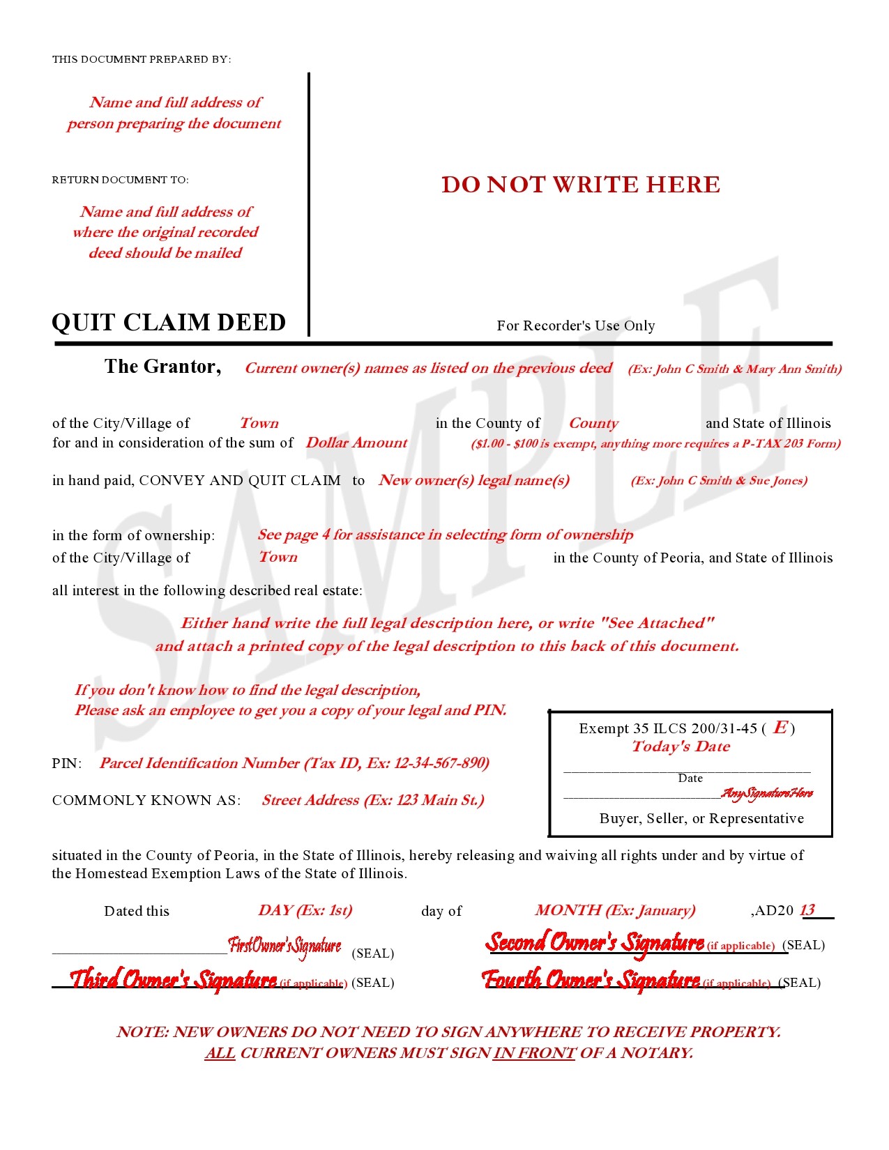 Ohio Quit Claim Deed Template