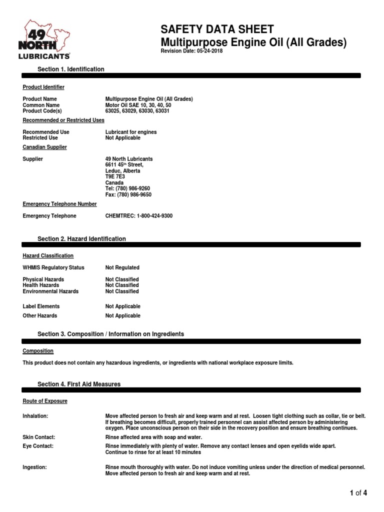 Oil Msds Pdf