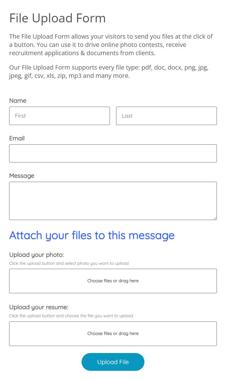 Online File Upload Form Template 123 Form Builder