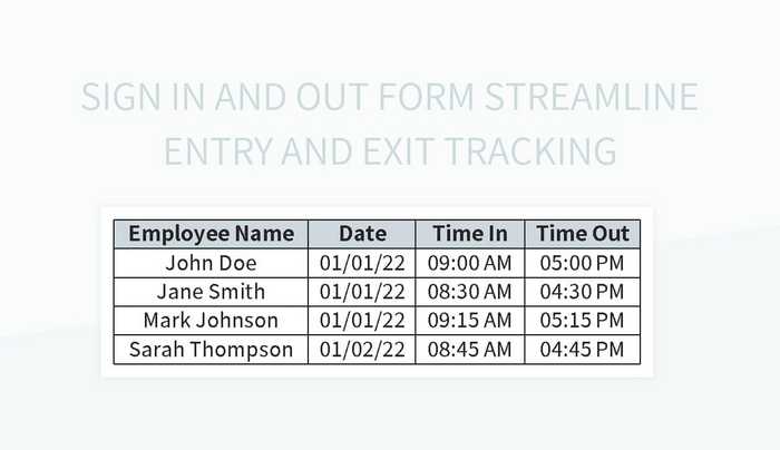 Optimize Entry And Exit Tracking With A Simplified Sign In Out Form