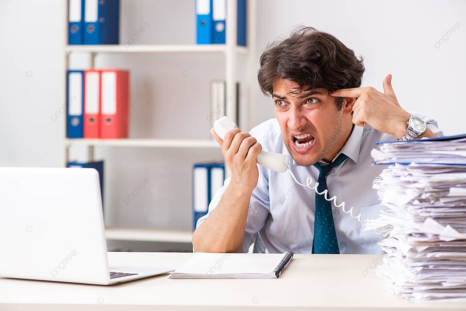 Overburdened Worker Drowning In Excessive Workload And Paperwork Photo