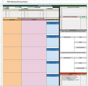 Pbis Meeting Notes Template In Excel Editable And Fillable Resource