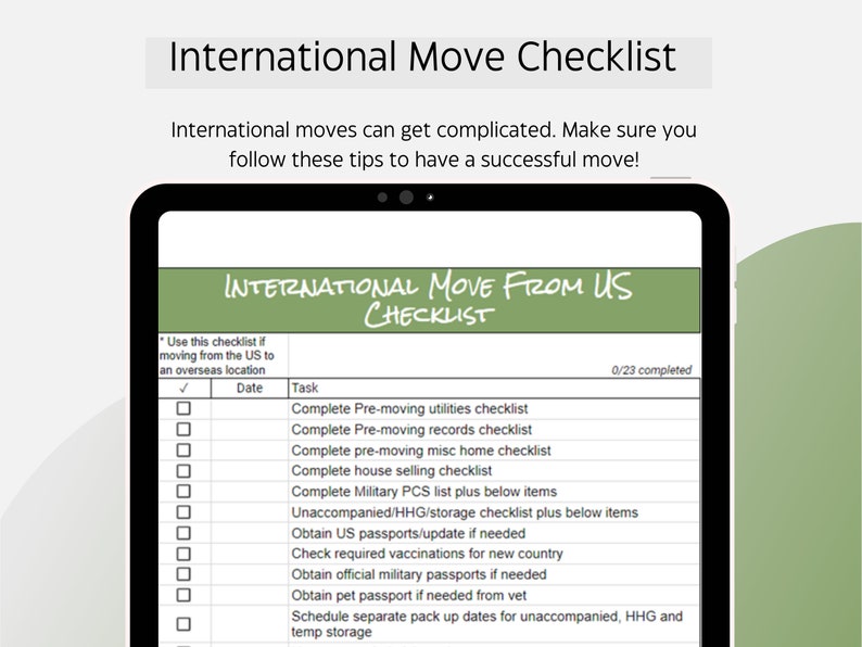 Pcs Moving Checklist Binder Printable Conus And International Etsy