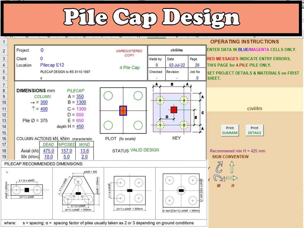 Pile Cap Design Excel Sheet Download Pile Cap Design Concrete Pad