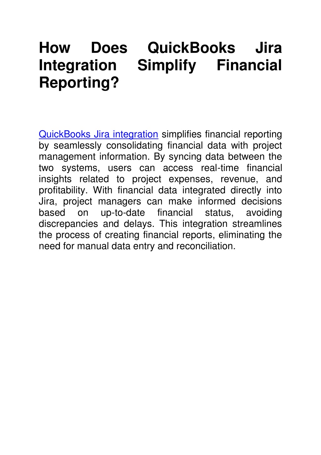 Ppt How Does Quickbooks Jira Integration Simplify Financial Reporting