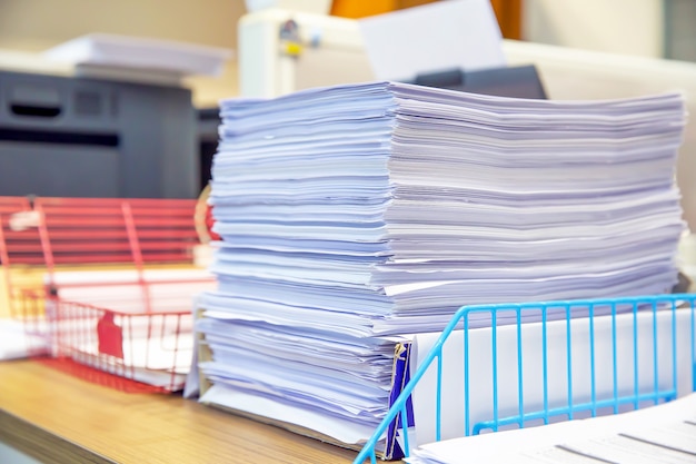 Premium Photo Pile Of A Lots Paperwork Report Or Printout Document On Desk Office Stacked