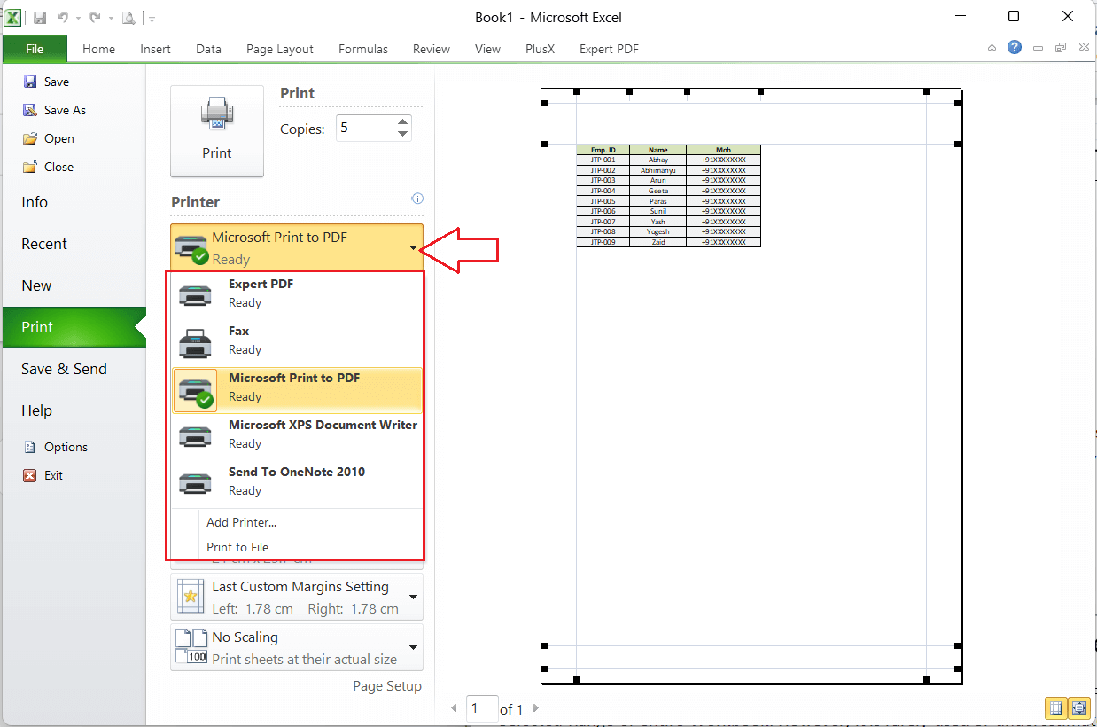 Print Worksheet In Excel Javatpoint