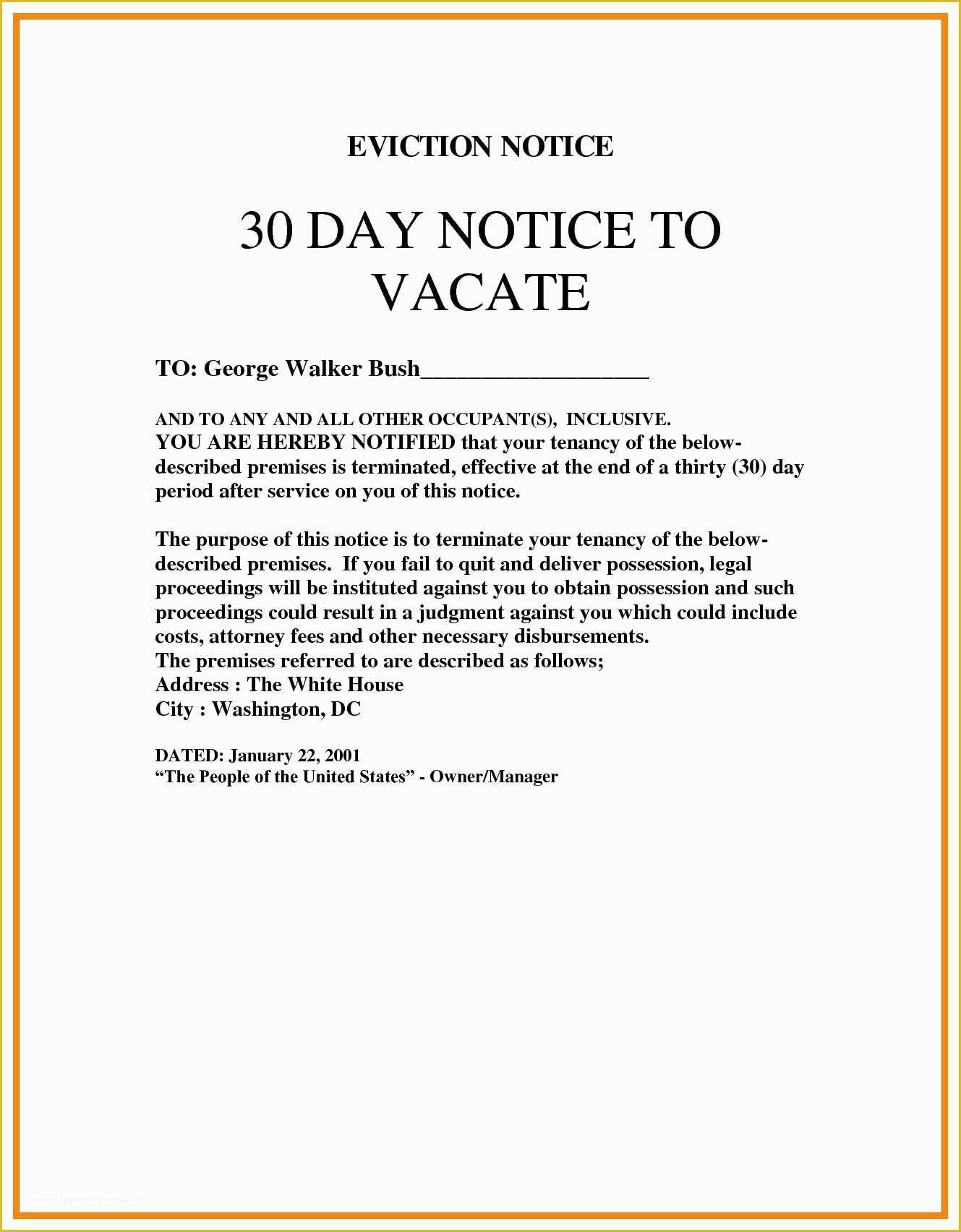 Printable 30 Day Eviction Notice