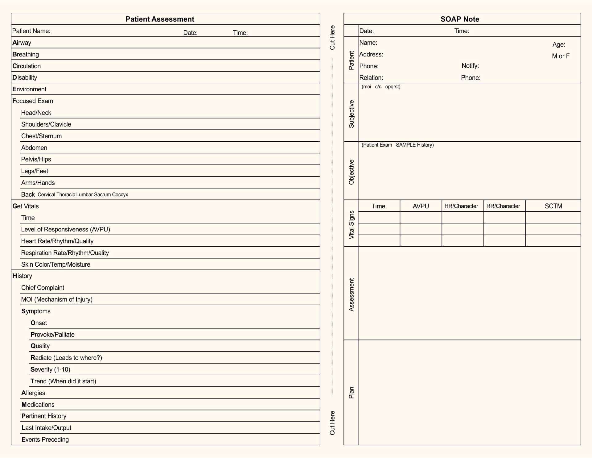 Printable Chiropractic Forms Soap Note Printable Jd