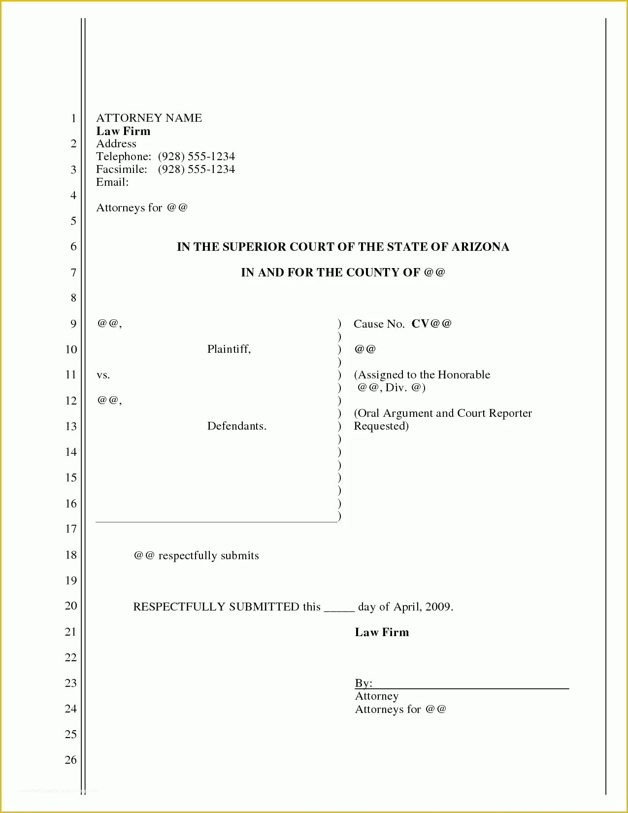 Printable Court Document Template Printable Calendars At A Glance