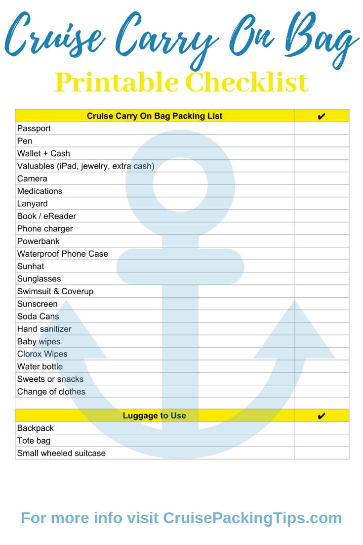 Printable Cruise Checklist