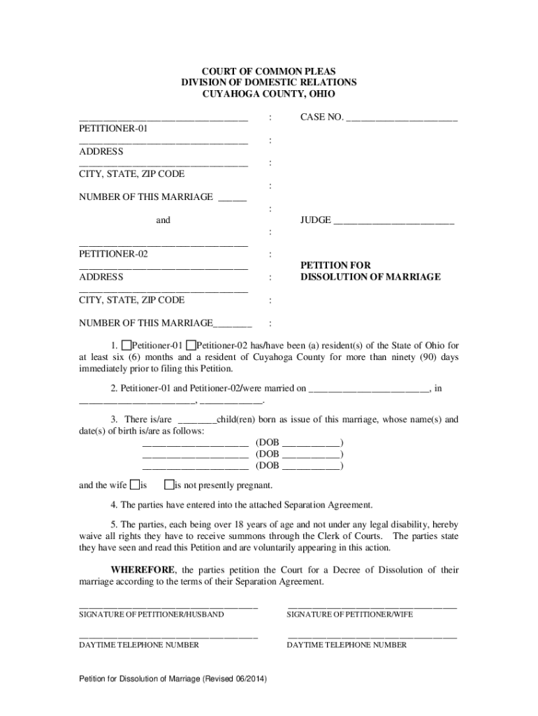 Printable Dissolution Papers For Ohio Printable Templates