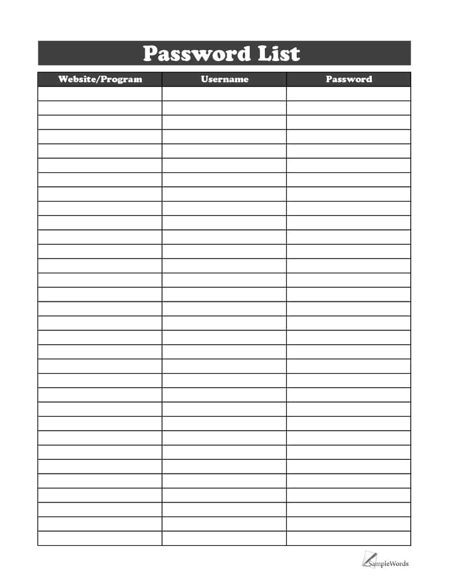 Printable Password List