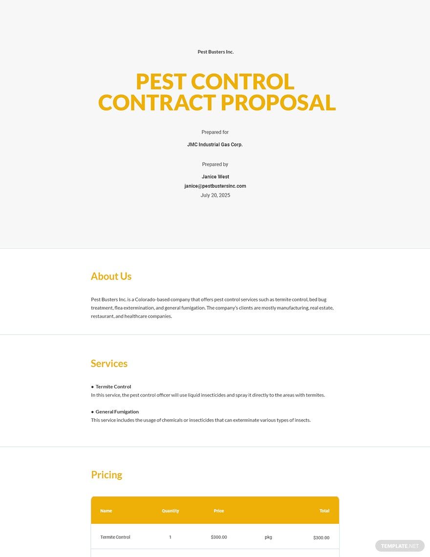 Printable Pest Control Service Agreement Template