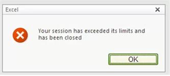 Problems With Excel Error Your Session Exceeded Limits And Closed