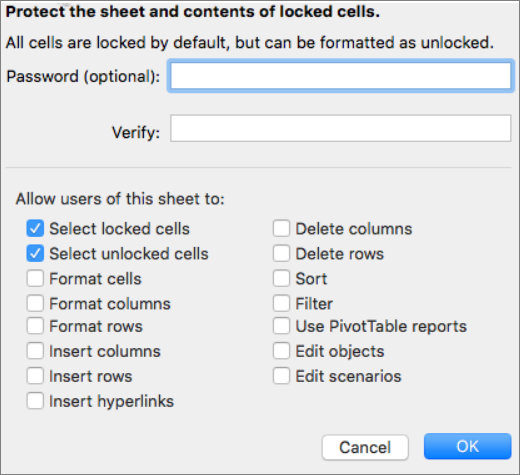 Protect A Worksheet In Mac Microsoft Support