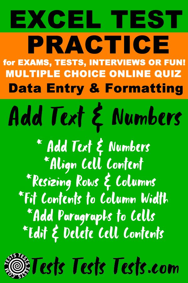 Question 3 Adding Text And Numbers To A Worksheet Test Excel 2016 Test