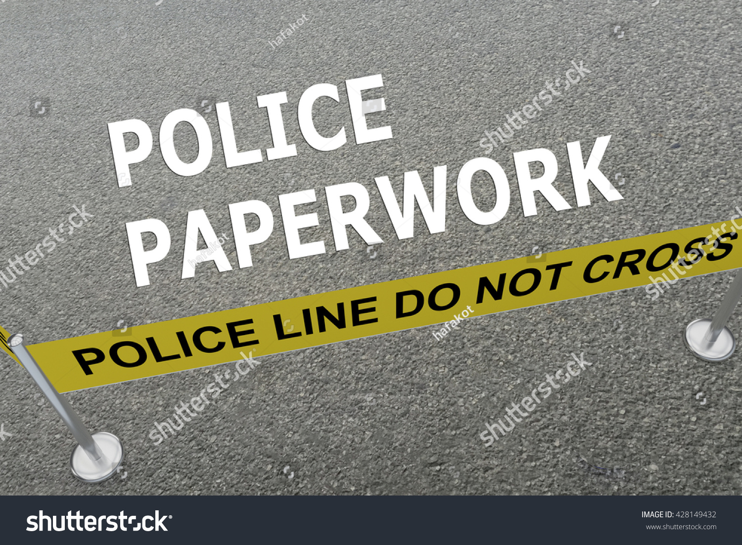 Render Illustration Of Police Paperwork Title On The Ground In A