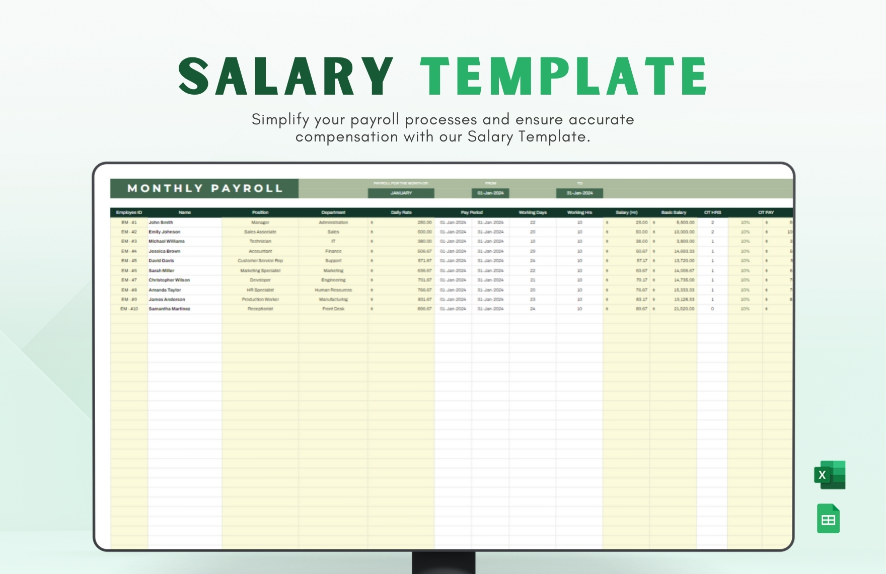 Salary Sheet Excel Template