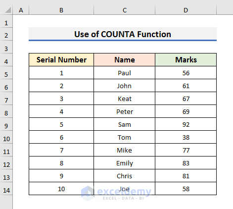 Serial Number Excel