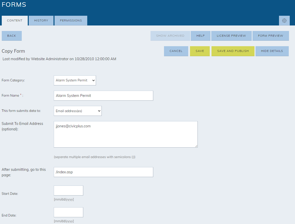 Set Up Request Tracker Forms Municipal Websites Central Help Center