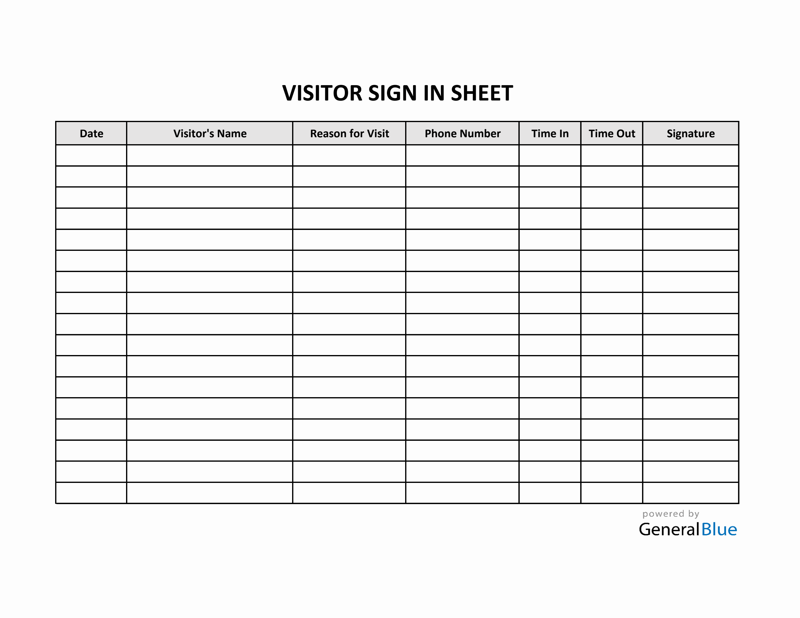 Sign In Sheet Templates Word Excel Samples