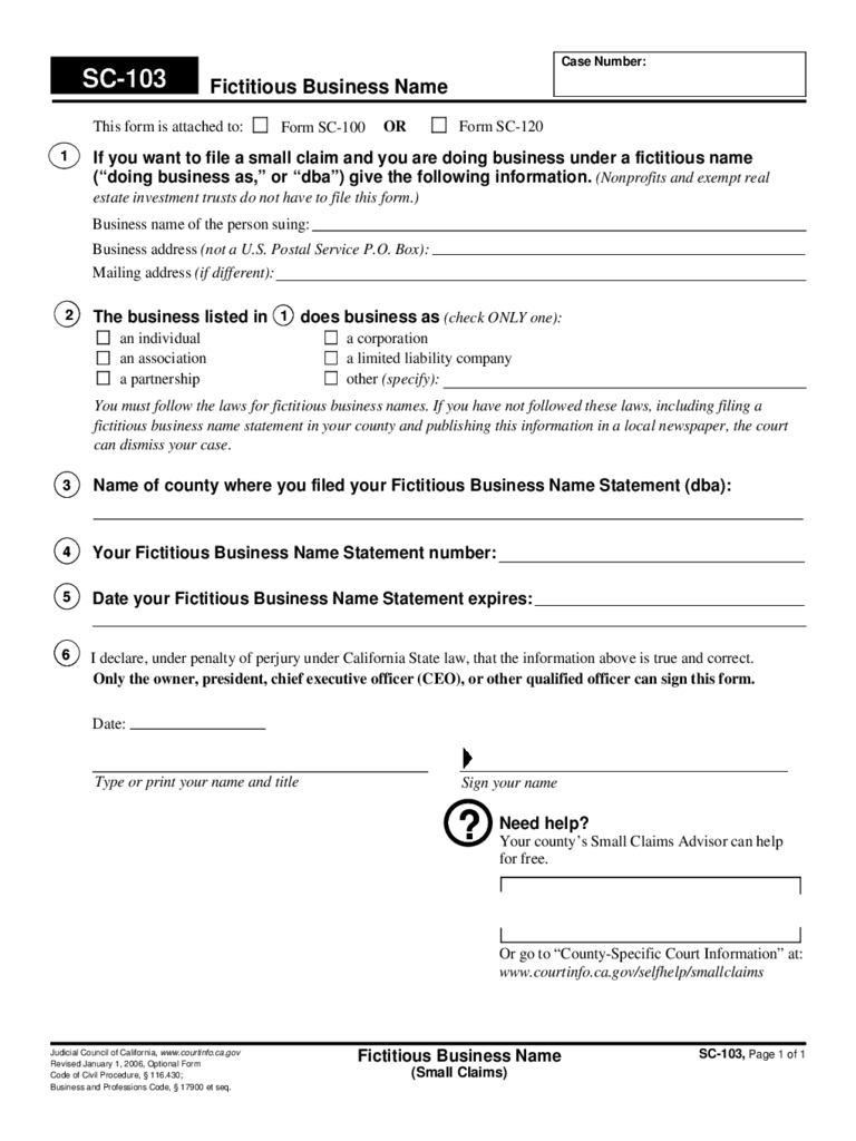 Small Claims Form