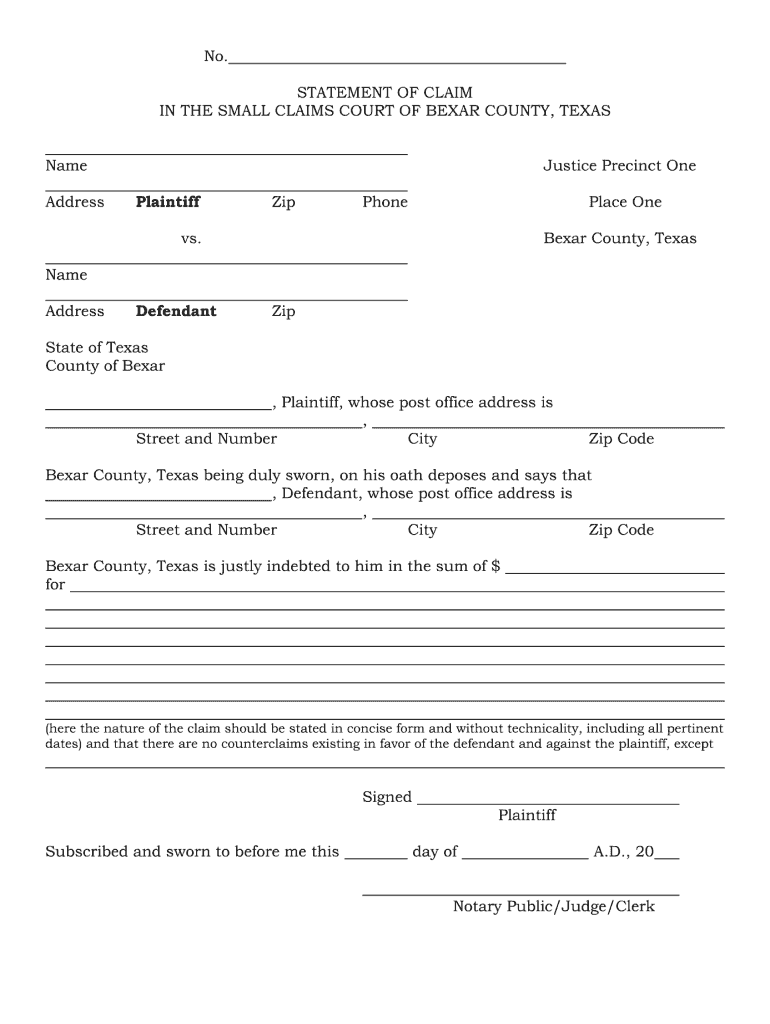 Small Claims Petition Form Fill Out Printable Pdf Forms Online