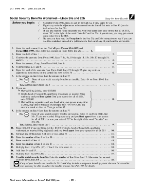 Social Security Benefits Worksheet Lines 20A And 20B