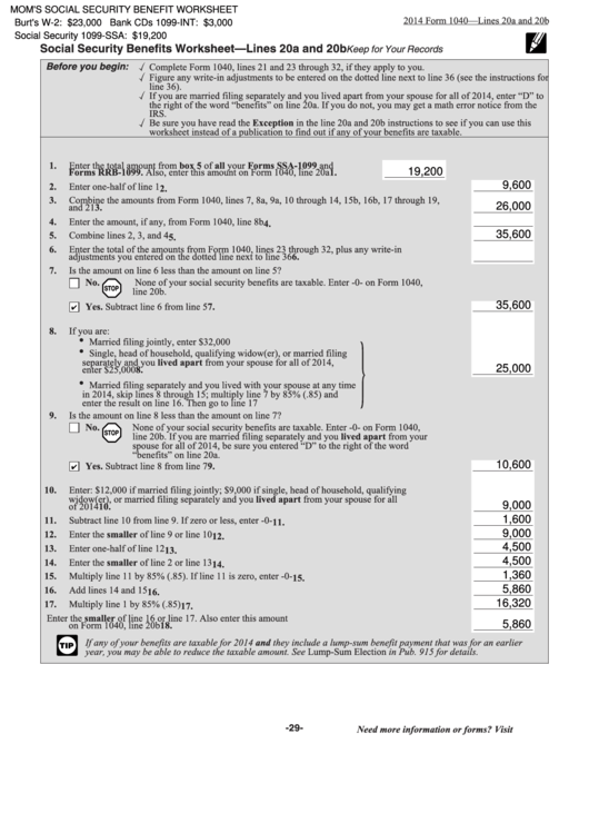 Social Security Taxable Income Worksheet 2022