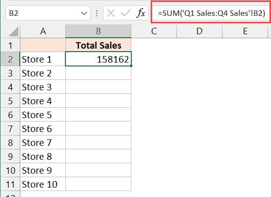 Sum The Same Cell Across Multiple Sheets In Excel Excel Time Saving