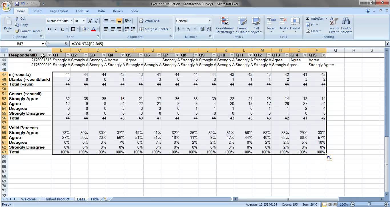 Survey Excel Template