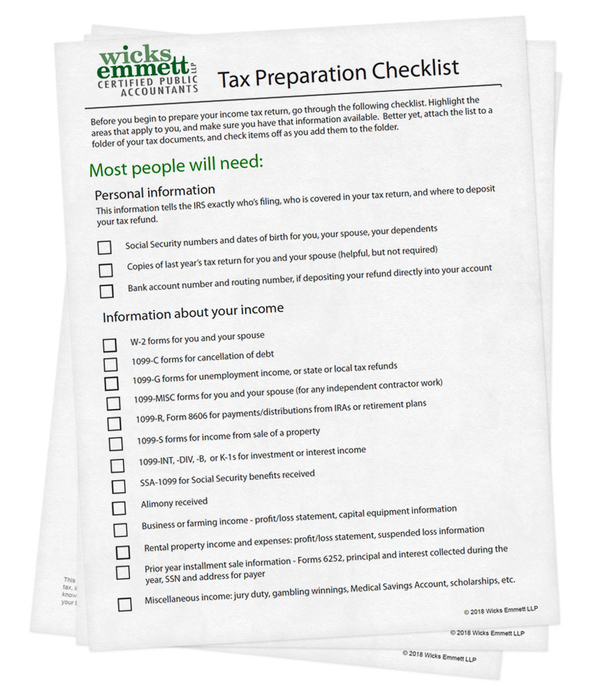 Tax Preparation Checklist