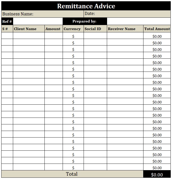 Top 5 Free Remittance Templates Word Excel Templates