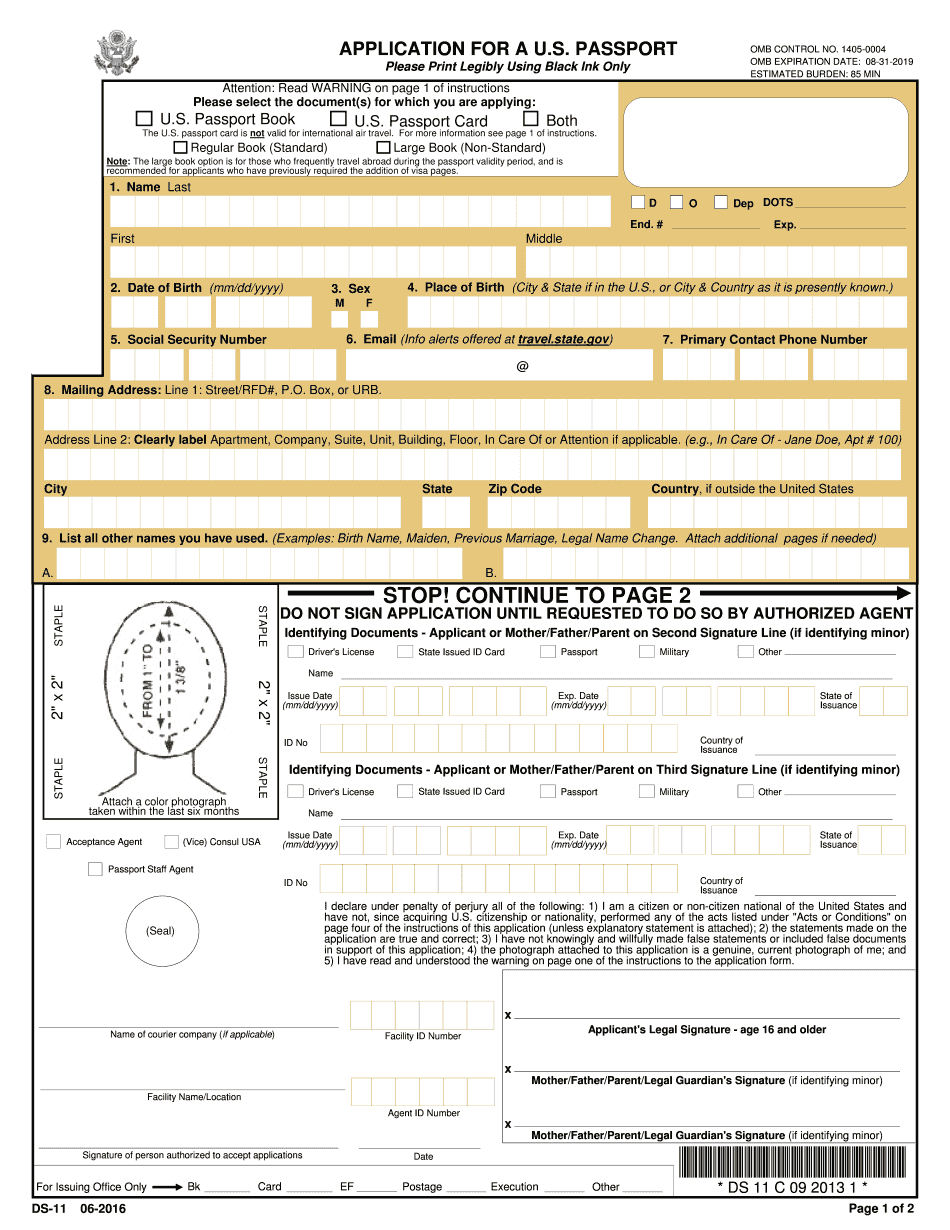 Us Passport Renewal Fillable Pdf Form Printable Forms Free Online