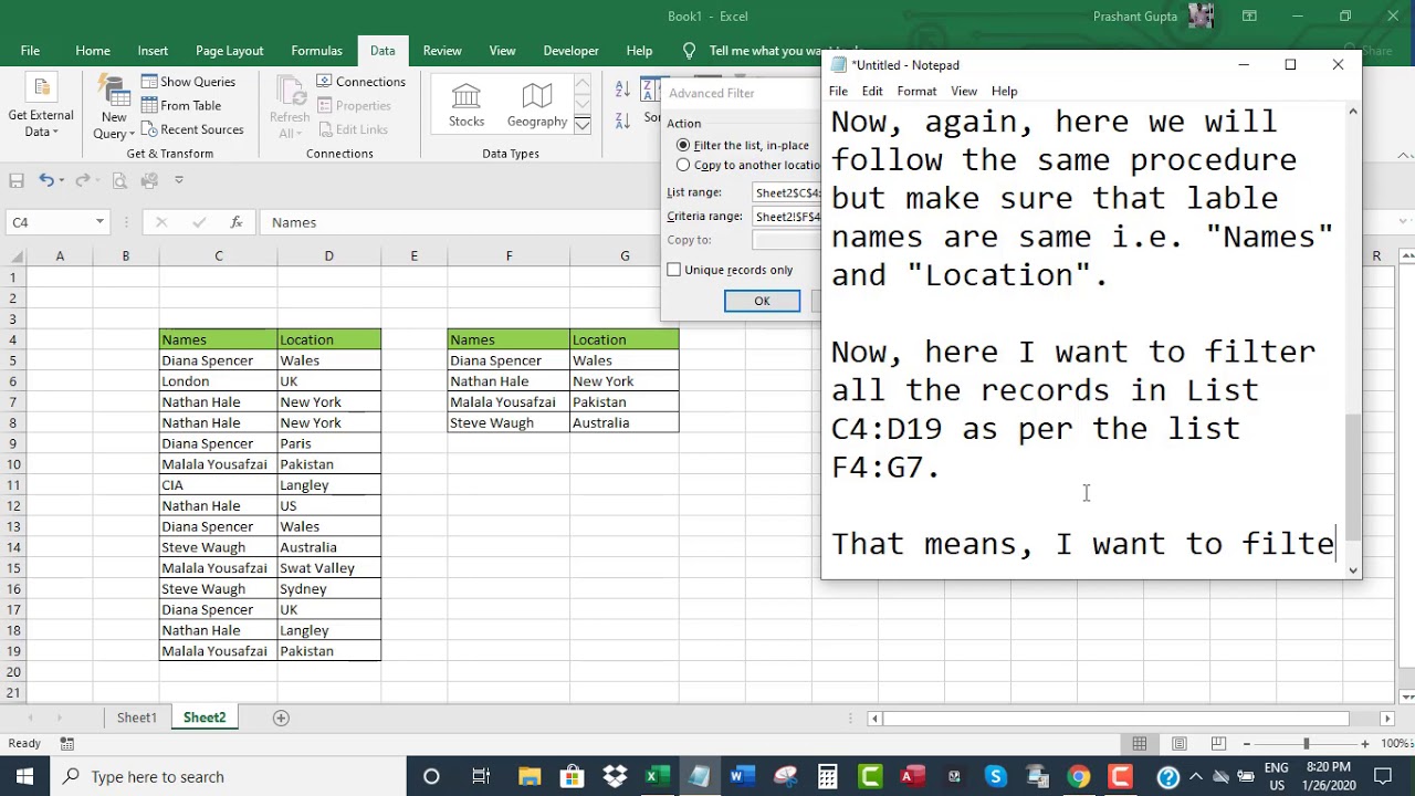 Using The Filter Function In Excel Single Or Multiple Conditions