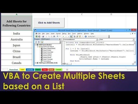 Vba To Create New Sheets Based On A List Excel Vba Example By