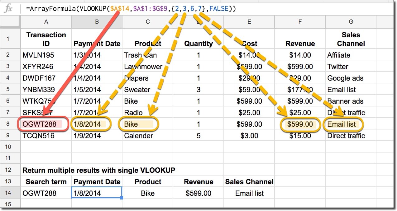 Vlookup In Google Sheets With Formula Examples Riset