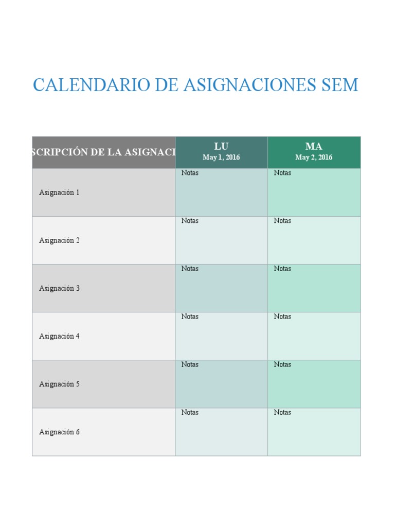 Weekly Assignment Schedule Template In Excel Download Xlsx